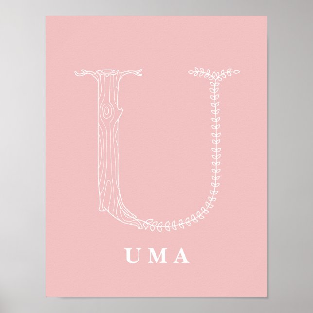 U Botanique Floral Monogramme personnalisé Poster  (Devant)