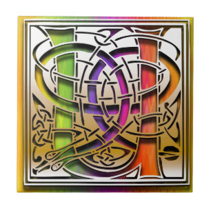 U Celtic Rainbow Custom Monogram Tile Fliese