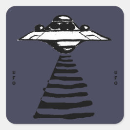 U.F.O. - Schwarz und Weiß auf Lila Quadratischer Aufkleber