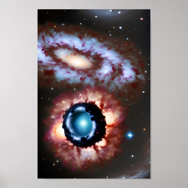 U.F.O. und Galaxy Collides in kosmischen Ereigniss Poster (Vorne)