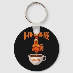 U-fu Caw-fee Lustiges Yoga-Huhn Kaffee-Meditation Schlüsselanhänger