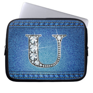 U Imitate "Diamond" Denim Stitching Electronics Ba Laptopschutzhülle
