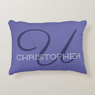 U Initial Calligraphy Trendy Blue Chic Dekokissen