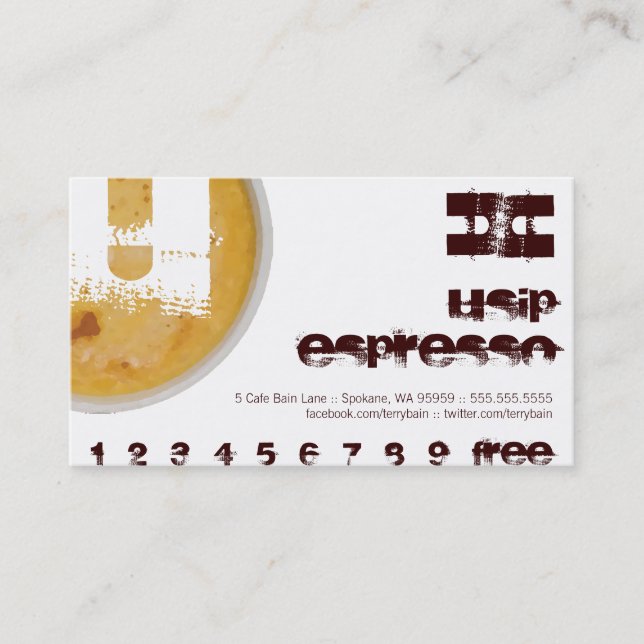 U - Initial Letter Foamy Coffee Cup Loyalty Punch Treuekarte (Vorderseite)