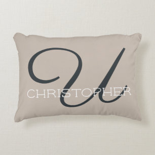 U Initiale Kalligrafie Name Taupe Beige Neutral Ch Dekokissen