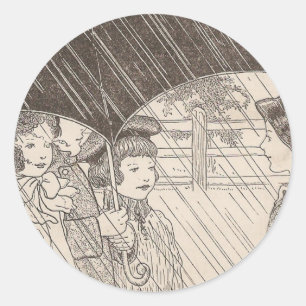 U is For Umbrella Runder Aufkleber