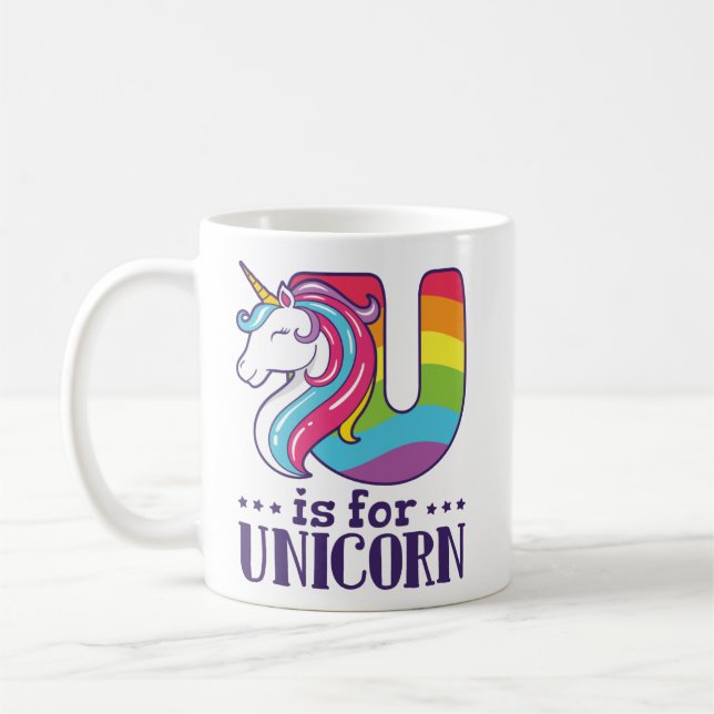 U ist für Unicorn Alphabet Kaffeetasse (Links)