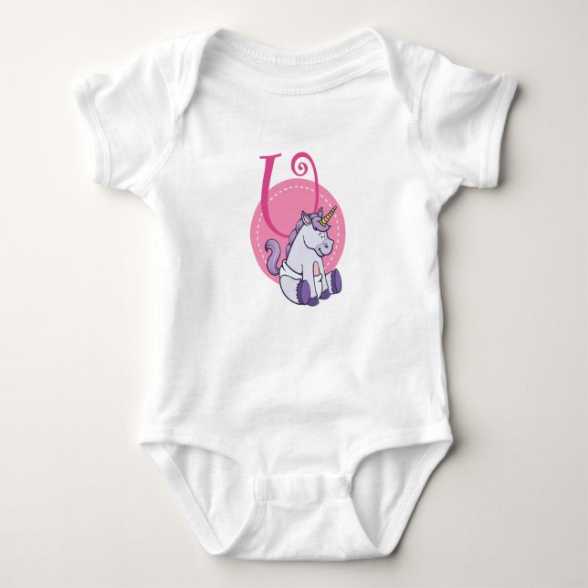 U ist für Unicorn Baby Strampler (Vorderseite)
