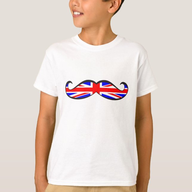 U.K. Flaggen-Schnurrbart T-Shirt (Vorderseite)