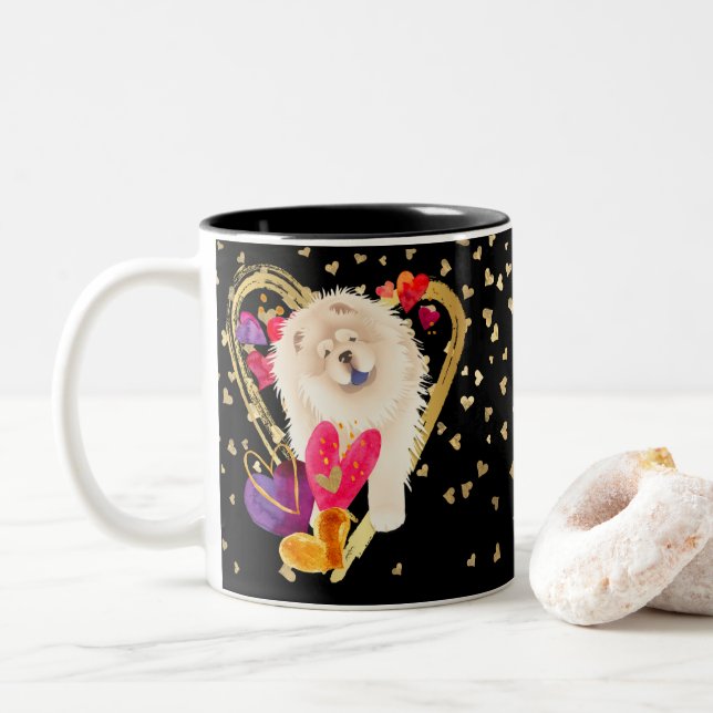 U MACHEN MEIN HERZ GEHT ZU BLUT - Creme Chow Tasse (Mit Donut)
