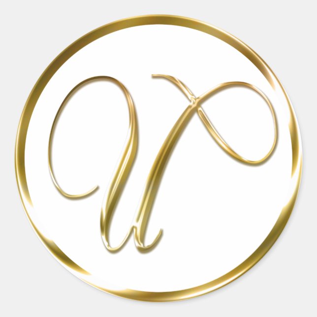 U Monogram Imitate Gold Umschlag oder Günstige Sie Runder Aufkleber (Vorderseite)