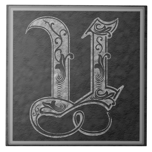 U Monogram "Royal Gray Stone" Keramik Tile Fliese (Vorderseite)