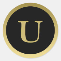 U: Monogram U Elegant Gold und Black Sticker
