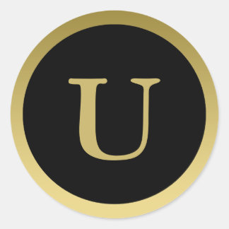 U: Monogram U Elegant Gold und Black Sticker