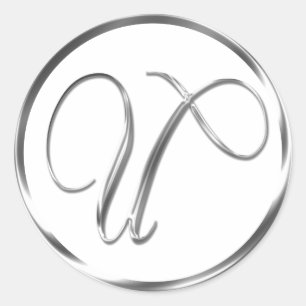U Monogramm Imitate Silberumschlag oder Gutes Sieg Runder Aufkleber