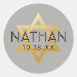 U PICK COLOR Bat Bar Mitzvah Star von David Name Runder Aufkleber