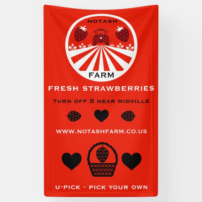 U-Pick Strawberry Farm Werbeaktion Banner (Vertikal)
