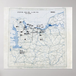 U.S. 12. Armeepositionskarte bei 2400 auf Poster