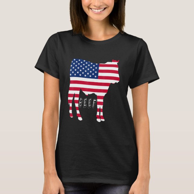 U S a Beef Proud Bull Flag Carnivore T-Shirt (Vorderseite)