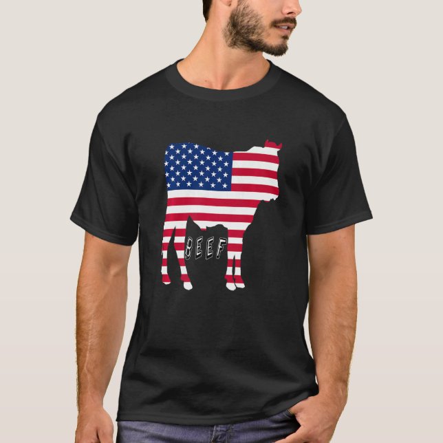 U S a Beef Proud Bull Flag Carnivore T-Shirt (Vorderseite)