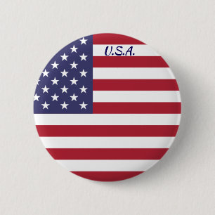 U.S.A. Flag Round Button