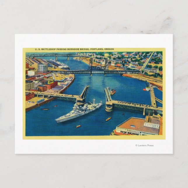 U.S. Battleship durch Portland Postkarte (Vorderseite)