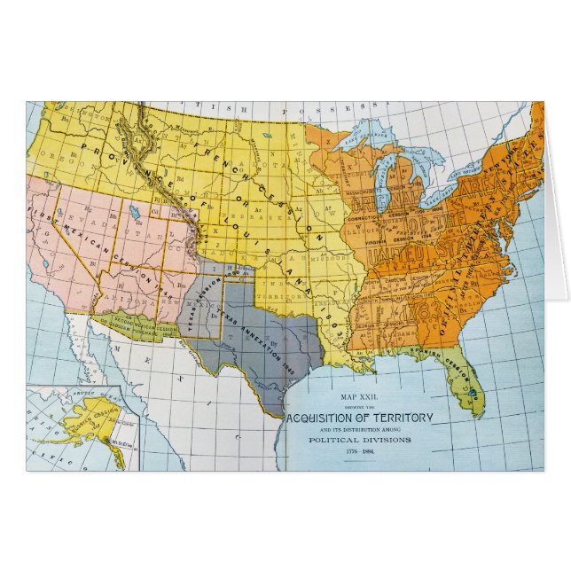 U.S. CARTE, 1776-1884 (Devant horizontal)