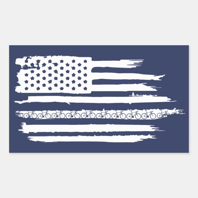 U.S. Flag Cycling Rechteckiger Aufkleber (Vorderseite)
