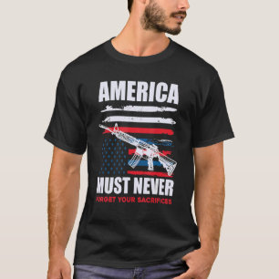 U S Flag Veteran Rifle T-Shirt