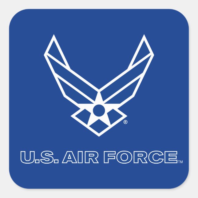 U.S. Luftwaffen-Logo - Blau Quadratischer Aufkleber (Vorderseite)