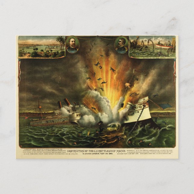 U.S. Maine Explosion Postkarte (Vorderseite)