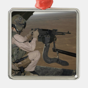 U.S. Marine-Test mit einer schweren Maschinenpisto Silbernes Ornament