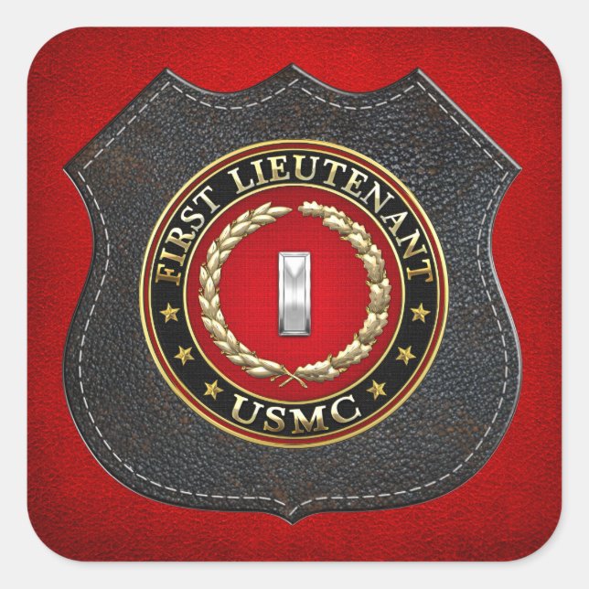 U.S. Marines: Erster Leutnant (USMC 1stLt) [3D] Quadratischer Aufkleber (Vorderseite)