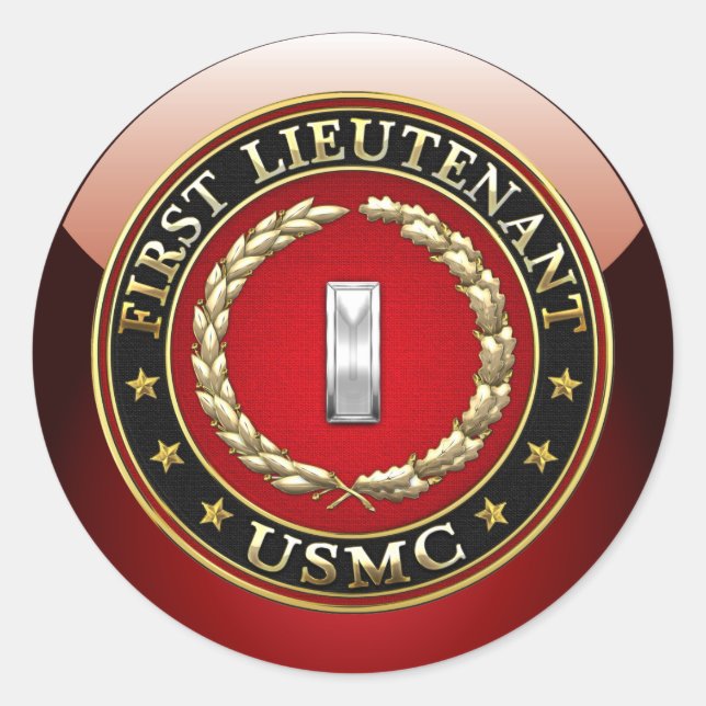 U.S. Marines: Erster Leutnant (USMC 1stLt) [3D] Runder Aufkleber (Vorderseite)
