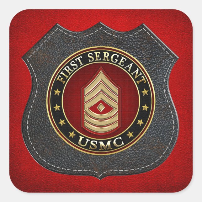 U.S. Marines: Erster Sergeant (USMC 1stSgt) [3D] Quadratischer Aufkleber (Vorderseite)