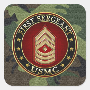 U.S. Marines: Erster Sergeant (USMC 1stSgt) [3D] Quadratischer Aufkleber