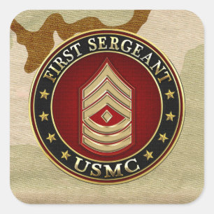 U.S. Marines: Erster Sergeant (USMC 1stSgt) [3D] Quadratischer Aufkleber