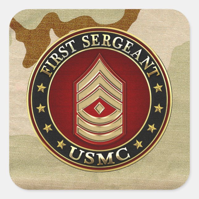 U.S. Marines: Erster Sergeant (USMC 1stSgt) [3D] Quadratischer Aufkleber (Vorderseite)
