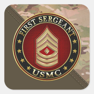 U.S. Marines: Erster Sergeant (USMC 1stSgt) [3D] Quadratischer Aufkleber
