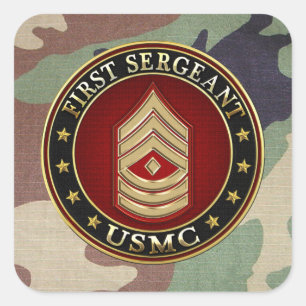 U.S. Marines: Erster Sergeant (USMC 1stSgt) [3D] Quadratischer Aufkleber