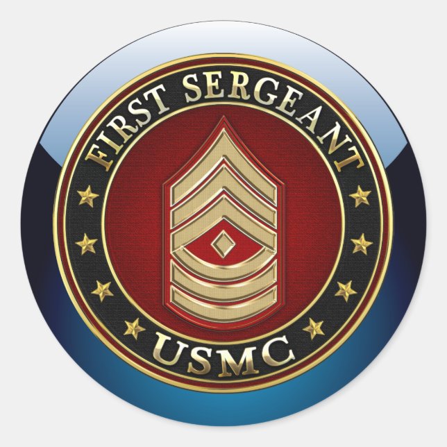 U.S. Marines: Erster Sergeant (USMC 1stSgt) [3D] Runder Aufkleber (Vorderseite)