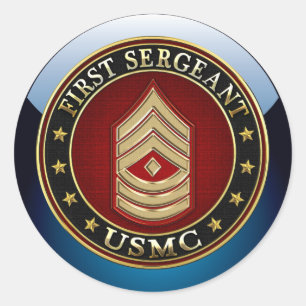 U.S. Marines: Erster Sergeant (USMC 1stSgt) [3D] Runder Aufkleber