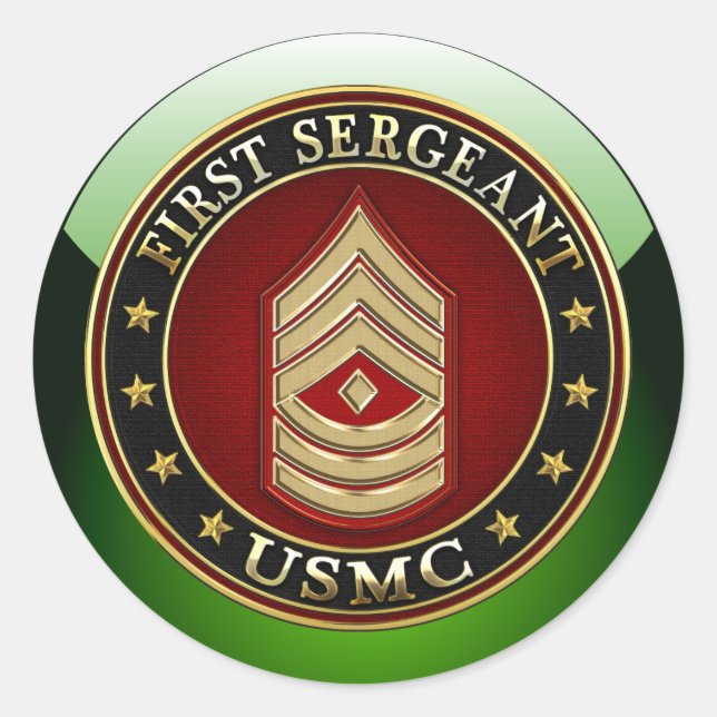 U.S. Marines: Erster Sergeant (USMC 1stSgt) [3D] Runder Aufkleber (Vorderseite)