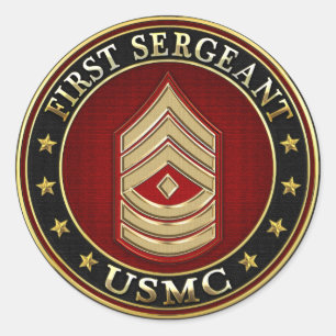 U.S. Marines: Erster Sergeant (USMC 1stSgt) [3D] Runder Aufkleber