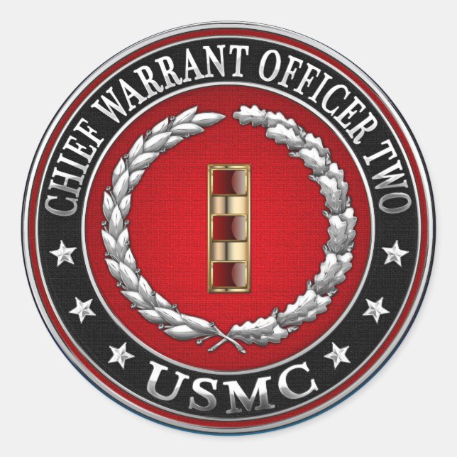 U.S. Marines: Hauptbefehl Zwei (USMC CWO-2) [3D] Runder Aufkleber (Vorderseite)