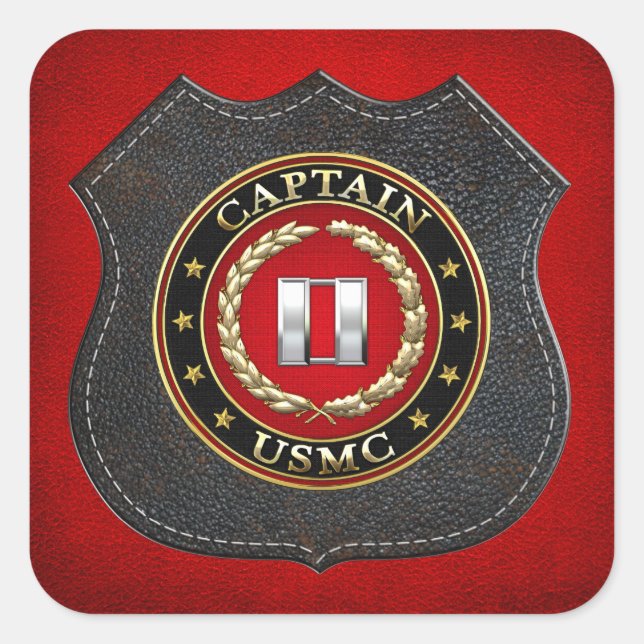 U.S. Marines: Kapitän (USMC Capt) [3D] Quadratischer Aufkleber (Vorderseite)