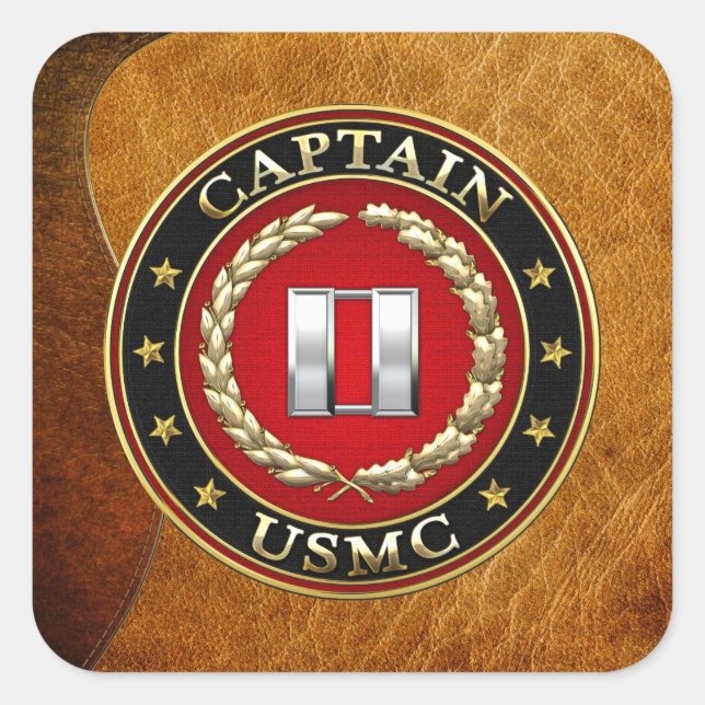 U.S. Marines: Kapitän (USMC Capt) [3D] Quadratischer Aufkleber (Vorderseite)