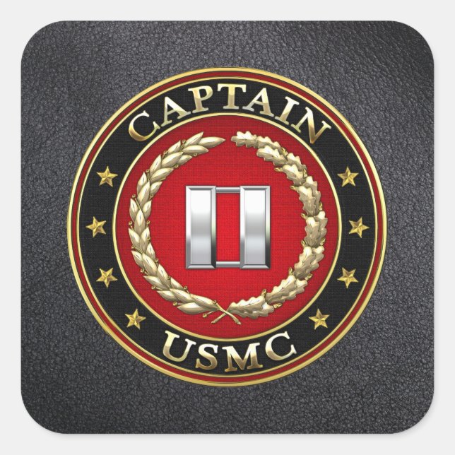 U.S. Marines: Kapitän (USMC Capt) [3D] Quadratischer Aufkleber (Vorderseite)