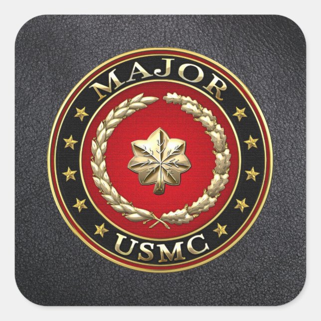 U.S. Marines: Major (USMC Maj) [3D] Quadratischer Aufkleber (Vorderseite)