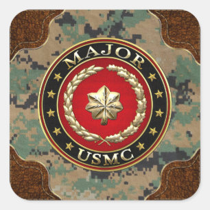 U.S. Marines: Major (USMC Maj) [3D] Quadratischer Aufkleber